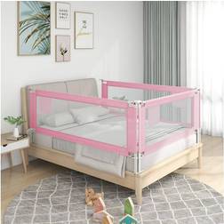 vidaXL Barandilla De Seguridad Cama De Niño Rosa Tela 180x25 cm