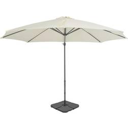 vidaXL Outdoor Umbrella with Portable Base Sand Beige