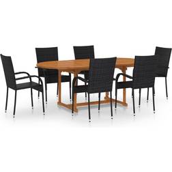 vidaXL 3070758 Juego de comedor de patio, 1 Mesa incl. 6 Sillas