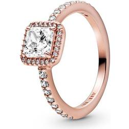 Pandora Square Sparkle Halo Ring - Rose Gold/Transparent