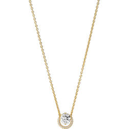 Pandora Sparkling Round Halo Pendant Collier Necklace - Gold/Transparent