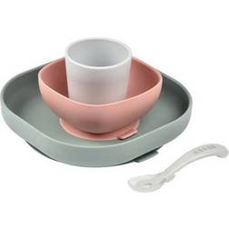 Beaba Coffret Repas Silicone 4 pièces Eucalyptus Rose