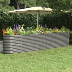 vidaXL grey, 332 Garden Planter Powder-coated Steel Raised Bed