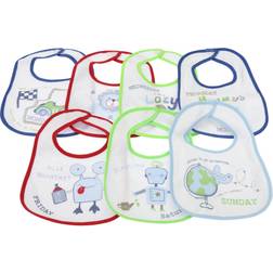 Universal Textiles Baby Patterned 7 Days Of The Week Bibs In Boys & Girls Options (Pack Of 7) (0-6 Months) (Blue)