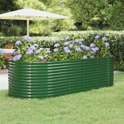 vidaXL Lit Surélevé de Jardin Pot À Fleurs Patio Terrasse Extérieur Acier Enduit de Poudre 249x100x68 cm Vert