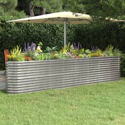 vidaXL silver, 332 Garden Planter Powder-coated Steel Raised Bed