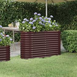 vidaXL brown, 114 Garden Planter Powder-coated Raised