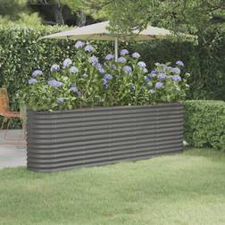 vidaXL grey, 224 Garden Planter Powder-coated Steel Raised Bed