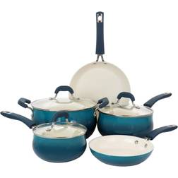 Oster Corbett 8-Piece Nonstick Aluminum Cookware Set with lid