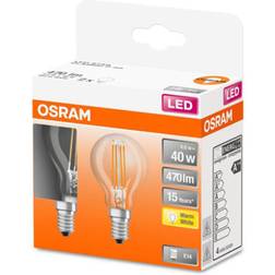 Osram Classic P LED bulb E14 4W 2700K clear 2-pack