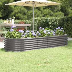 vidaXL Jardinera Arriate Acero Recubrimiento Polvo Gris 224x80x36 cm