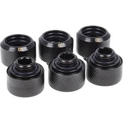 AlphaCool Eiszapfen G1/4' HardTube 16mm OD Deep Black 6-pack