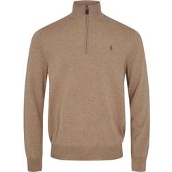 Polo Ralph Lauren Classic Logo 1/4 Zip Knit Sweater - Honey Brown Heather