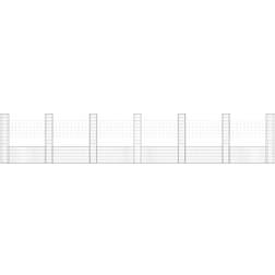 vidaXL Cesta De Gaviones Forma De U 7 Postes De Hierro 740x20x150 cm