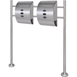 vidaXL Double Mailbox on Stand Stainless Steel Silver