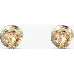 Swarovski Stilla Crystal Triangle Stud Earrings, Amber/Gold