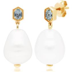 Gemondo Modern Baroque Pearl & Topaz Drop Earrings in Plated