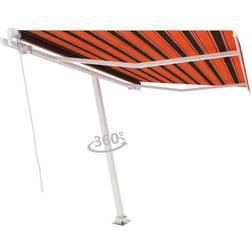 vidaXL Auvent Manuel Rétractable Pied Auvent de Terrasse 300x250 cm Orange et Marron