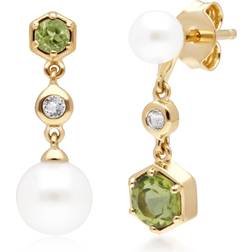 Gemondo Modern Pearl, Peridot & Topaz Mismatched Drop Earrings in Plated
