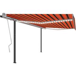 vidaXL Auvent Manuel Rétractable Avec LED 4.5x3 m Orange Et Marron