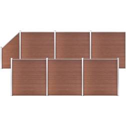 vidaXL Pannelli Recinzione 6 Quadrati 1 Inclinato 1138 x 186 cm Marrone Arredo Giardino