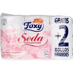 Foxy Seda Papel Higiénico PH Neutro Aroma Talco 3 Capas 6 Rollos