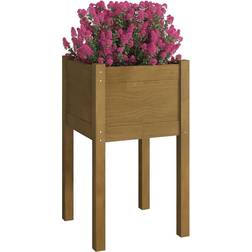 vidaXL Bois Massif de Pin Jardinière Pot de Fleurs de Jardin Lit Surélevé Bac à Plantes Patio Balcon Extérieur Marron Miel 40x40x70 cm