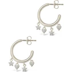 Sterling Forever Celeste Hoop Earrings - Silver/Transparent