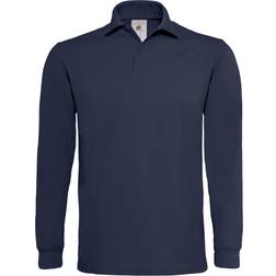 B&C Mens Heavymill Cotton Long Sleeve Polo Shirt för män