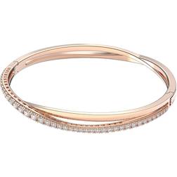 Swarovski Rose Gold-Tone Crystal Intertwining Double-Row Bangle Bracelet