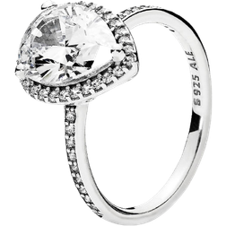 Pandora Sparkling Teardrop Halo Ring - Silver/Transparent