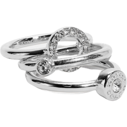 Coach Open Circle Halo Ring Set - Silver/Transparent