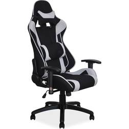 Furniturebox Fauteuil de gaming pivotant en tissu VIPER avec oreillers intégrés Noir Gris H 127 x L 70 x P 49 cm