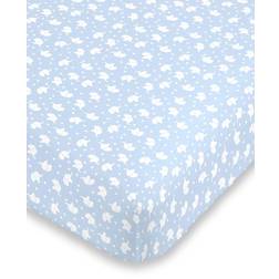 NoJo Super Soft Blue & White Elephant Fitted Mini Crib Sheet 24x38"