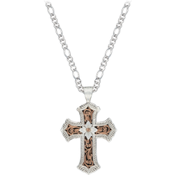 Montana Silversmiths Antiqued Rose Scalloped Cross Necklace