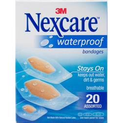 3M Nexcare Waterproof Bandages 20/Pkg-Assorted Sizes