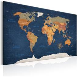 Artgeist Canvas Tavla - World Map: Ink Oceans Billede
