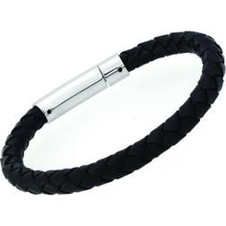 Unique Stainless Steel 23cm Leather Bracelet A40BL/23CM
