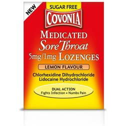 Covonia Medicated Sore Throat 5mg/1mg Lozenges Lemon Flavour