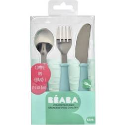 Beaba Set of 3 stainless steel airy green cutlery