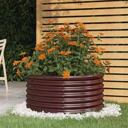 vidaXL brown, 80 Garden Planter Powder-coated Raised Bed Flower Pot