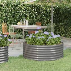 vidaXL grey, 100 Garden Planter Powder-coated Raised Bed