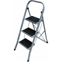 Edm 3-step folding ladder Grey Steel (47 x 71 x 105 cm)