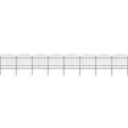 vidaXL Garden Fence with Spear Top Steel 1.5-1.75x13.6 Black