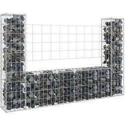 vidaXL U Shape Gabion Basket With 2 Posts Iron 140 x 20 x 100 cm