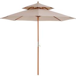 OutSunny Garden Wood Patio Parasol Shade Umbrella Canopy