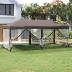 vidaXL taupe Folding Party Tent with Sidewalls Gazebo Pavilion