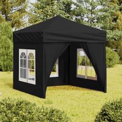 vidaXL Carpa Para Fiestas Plegable Con Paredes Negro 2 x 2 m