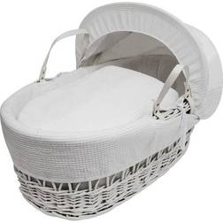 Kinder Valley Waffle White Moses Basket with Quilt, Padded Body