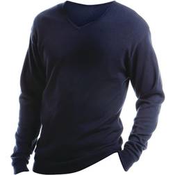 Kustom Kit Herren Arundel Langarm-Pullover mit V-Ausschnitt - Navy/Blau
